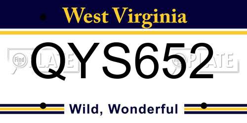 QYS652 West Virginia License Plate