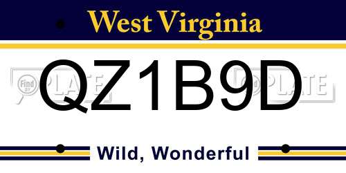 QZ1B9D West Virginia License Plate