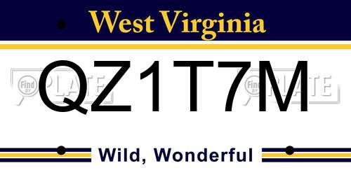 QZ1T7M West Virginia License Plate