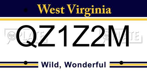 QZ1Z2M West Virginia License Plate