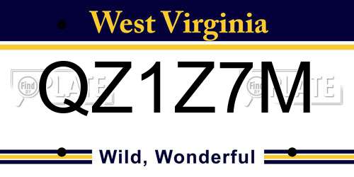 QZ1Z7M West Virginia License Plate