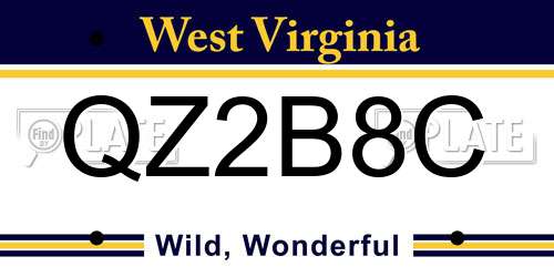 QZ2B8C West Virginia License Plate