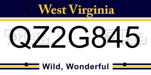 QZ2G845 West Virginia License Plate