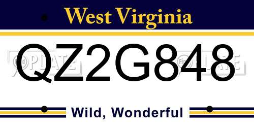 QZ2G848 West Virginia License Plate