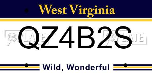 QZ4B2S West Virginia License Plate