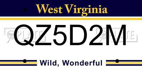 QZ5D2M West Virginia License Plate