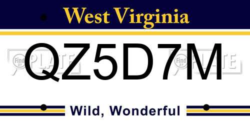 QZ5D7M West Virginia License Plate