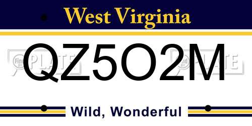 QZ5O2M West Virginia License Plate