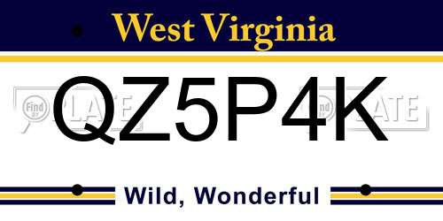 QZ5P4K West Virginia License Plate