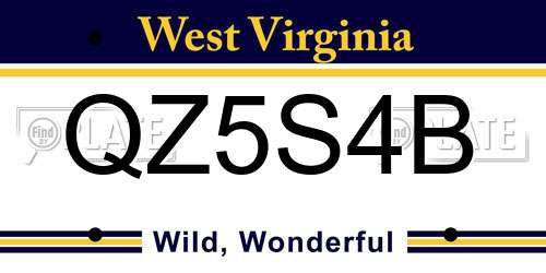 QZ5S4B West Virginia License Plate