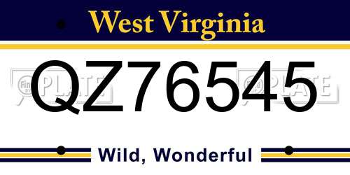 QZ76545 West Virginia License Plate