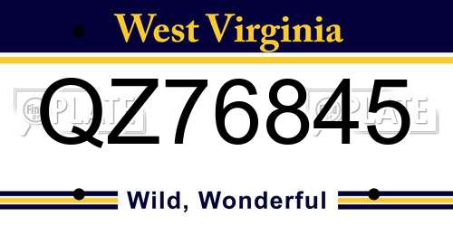 QZ76845 West Virginia License Plate