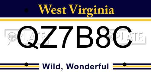 QZ7B8C West Virginia License Plate
