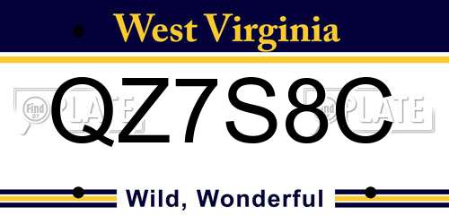 QZ7S8C West Virginia License Plate
