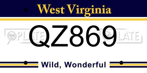 QZ869 West Virginia License Plate