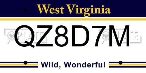 QZ8D7M West Virginia License Plate