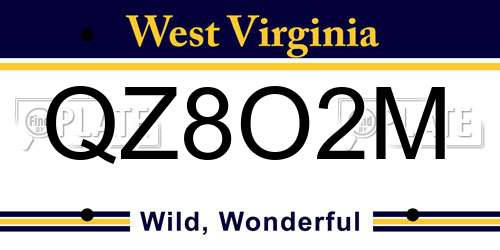QZ8O2M West Virginia License Plate