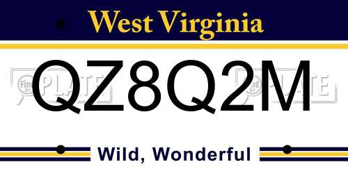 QZ8Q2M West Virginia License Plate