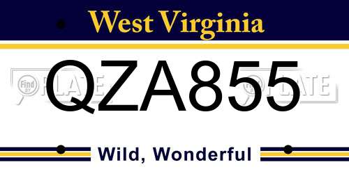 QZA855 West Virginia License Plate