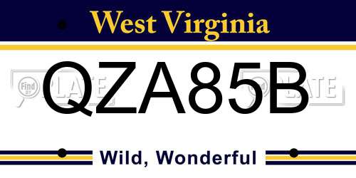 QZA85B West Virginia License Plate
