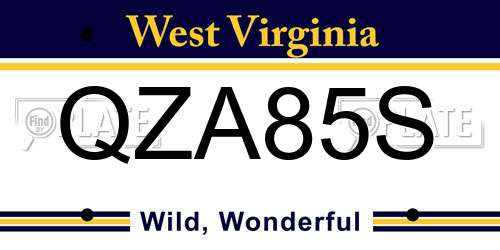 QZA85S West Virginia License Plate