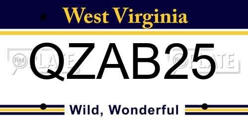 QZAB25 West Virginia License Plate