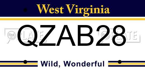 QZAB28 West Virginia License Plate
