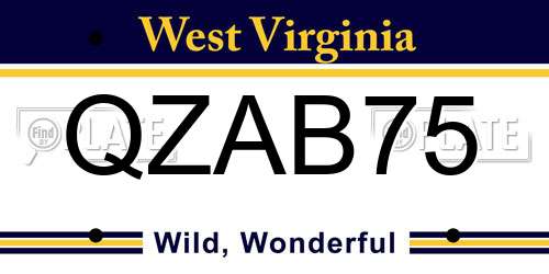 QZAB75 West Virginia License Plate