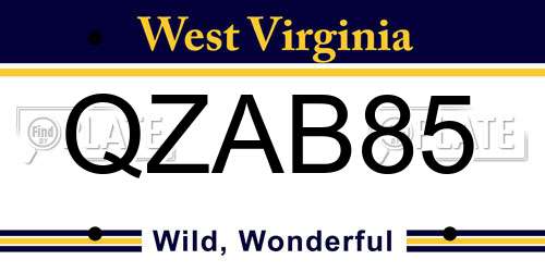 QZAB85 West Virginia License Plate