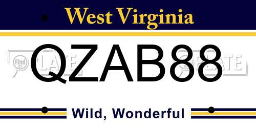 QZAB88 West Virginia License Plate