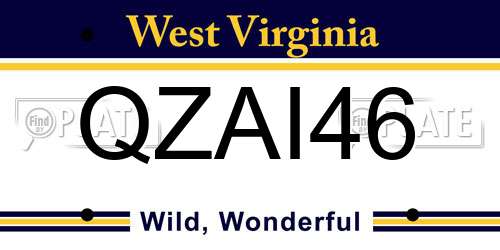 QZAI46 West Virginia License Plate