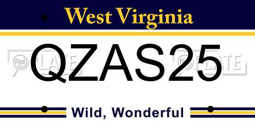 QZAS25 West Virginia License Plate