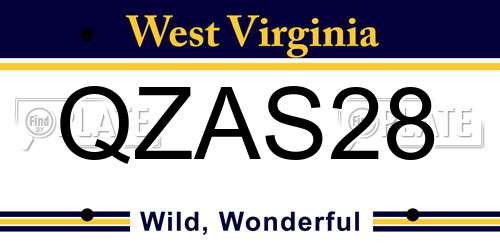QZAS28 West Virginia License Plate