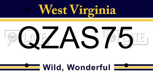 QZAS75 West Virginia License Plate