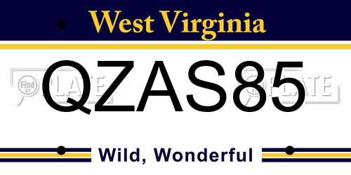 QZAS85 West Virginia License Plate