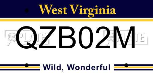 QZB02M West Virginia License Plate