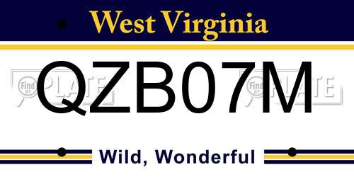 QZB07M West Virginia License Plate