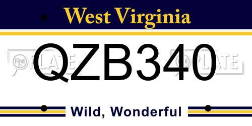 QZB340 West Virginia License Plate