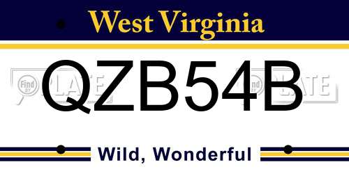 QZB54B West Virginia License Plate