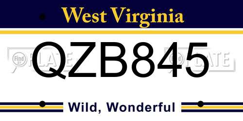 QZB845 West Virginia License Plate