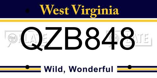 QZB848 West Virginia License Plate