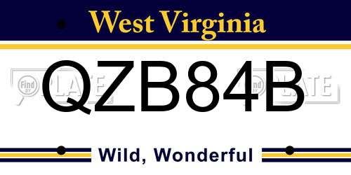QZB84B West Virginia License Plate