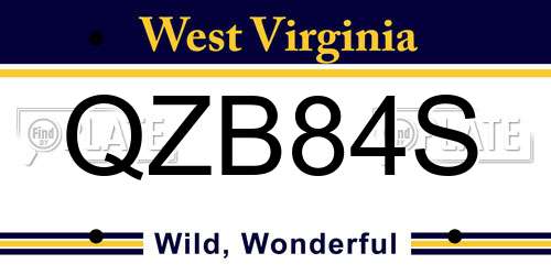 QZB84S West Virginia License Plate