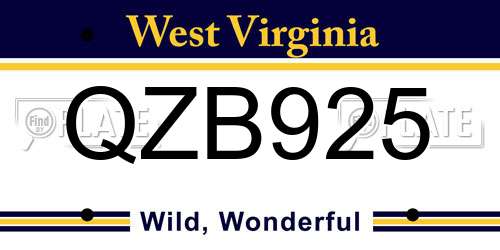 QZB925 West Virginia License Plate