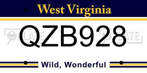 QZB928 West Virginia License Plate