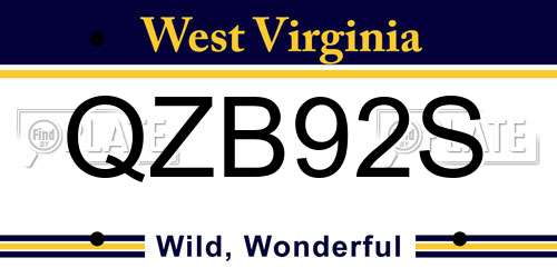 QZB92S West Virginia License Plate