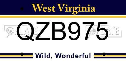 QZB975 West Virginia License Plate
