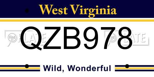 QZB978 West Virginia License Plate