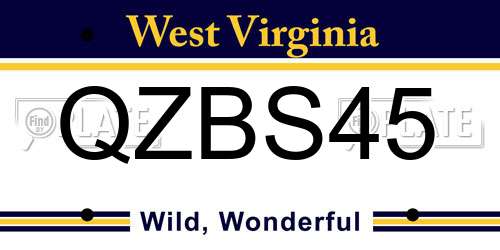 QZBS45 West Virginia License Plate