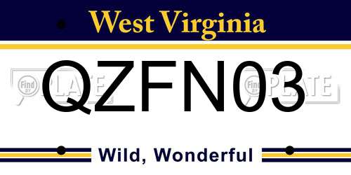 QZFN03 West Virginia License Plate